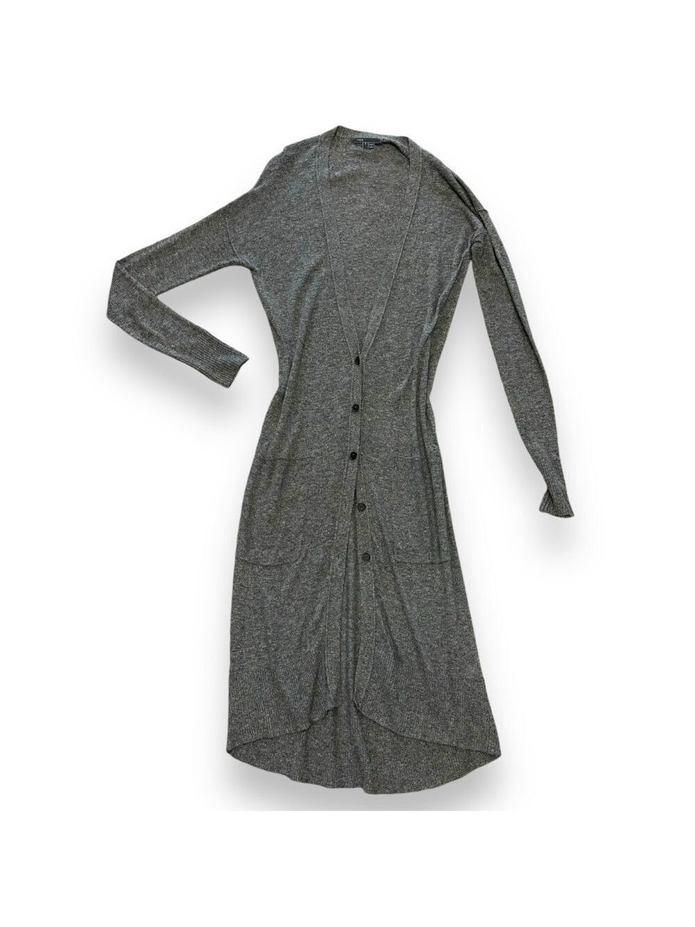 Vince Gray Faux Pockets Drop Shoulder Duster Cardigan - Size Small